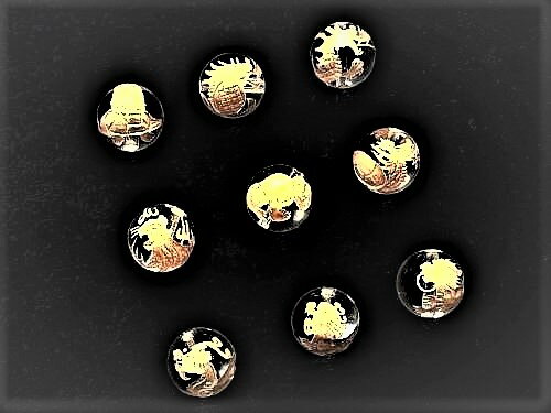 水晶16mm 金彫り 龍の九匹の子供 龍生九子【セット売り】天然石 パワーストーン / インペリアルオーラ おしゃれ かわいい オシャレ 可愛い プレゼント ギフト 贈り物