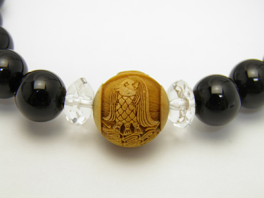【浮彫】アマビエ 柘植玉 12mm オニキス ブレスレット 天然石 パワーストーン お試し ポイント消化 プチギフト 転勤 退職 お礼 母の日 父の日 敬老の日 クリスマス ギフト / インペリアルオーラ おしゃれ かわいい オシャレ 可愛い プレゼント ギフト 贈り物