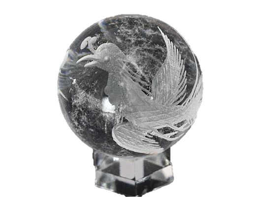 【彫刻置物】 丸玉 水晶30mm (素彫り) 鳳凰 天然石 パワーストーン プチギフト 転勤 退職 お礼 母の日 敬老の日 ギフト / インペリアルオーラ おし...
