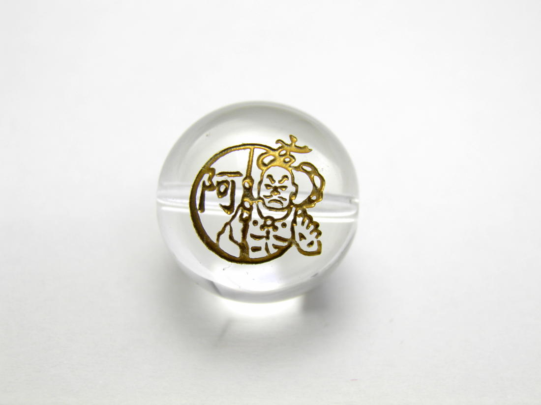 【彫刻ビーズ・彫りビーズ】水晶 阿吽 『阿』 金彫り 16mm 天然石 パワーストーン / インペリアルオーラ おしゃれ かわいい オシャレ 可愛い プレゼント ギフト 贈り物