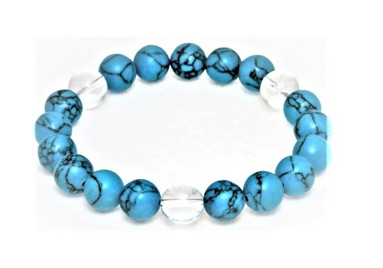 【10mm_Simple_3´sブレスレット】 10mm ターコイズ 水晶3ポイント 風水 パワーストーン プチギフト 転勤 退職 お礼 母の日 敬老の日 クリ...