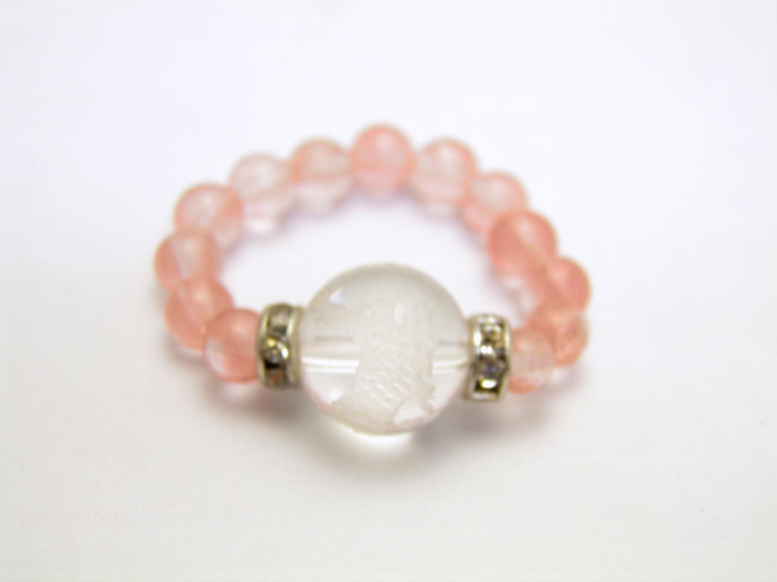 彫刻リング・指輪 水晶鷹(タカ)彫り チェリークォーツ 天然石 パワーストーン プチギフト 転勤 退職 お礼 母の日 敬老の日 クリスマス ギフト / インペリ...