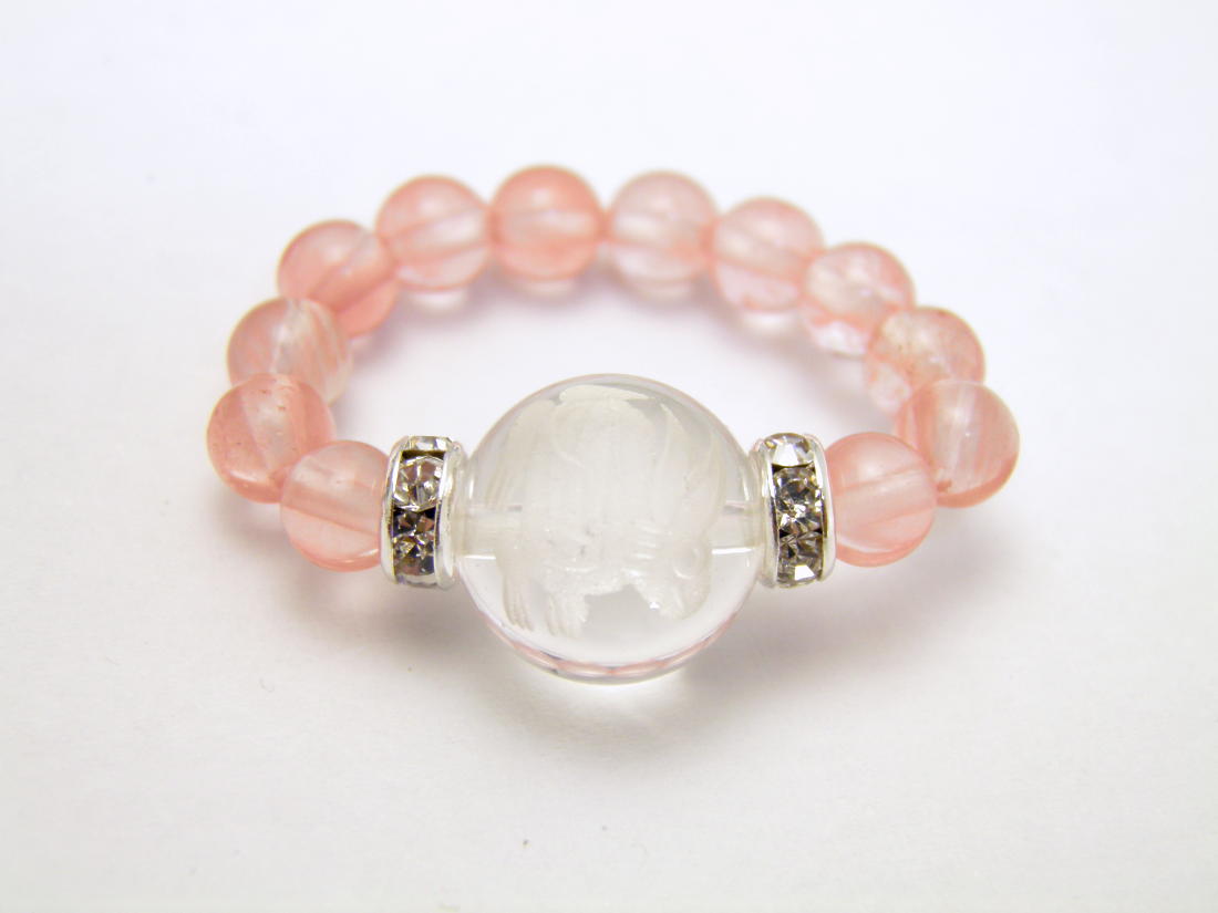 彫刻リング・指輪 水晶うさぎ彫り チェリークォーツ 天然石 パワーストーン プチギフト 転勤 退職 お礼 母の日 敬老の日 クリスマス ギフト / インペリアル...