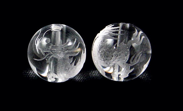 麒麟（きりん）水晶素彫り 16mm【穴あり一粒売りビーズ】天然石 パワーストーン / インペリアルオーラ おしゃれ かわいい オシャレ 可愛い プレゼント ギフト 贈り物