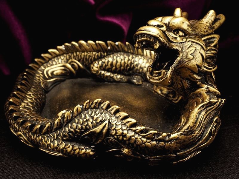 金龍(ドラゴン)置物 ディスプレイ用品 大吉開運 大きな夢の実現 アンティークゴールド ドラゴン置物 【小サイズ】 高さ 約85mm 最大幅 約170mm プチ...