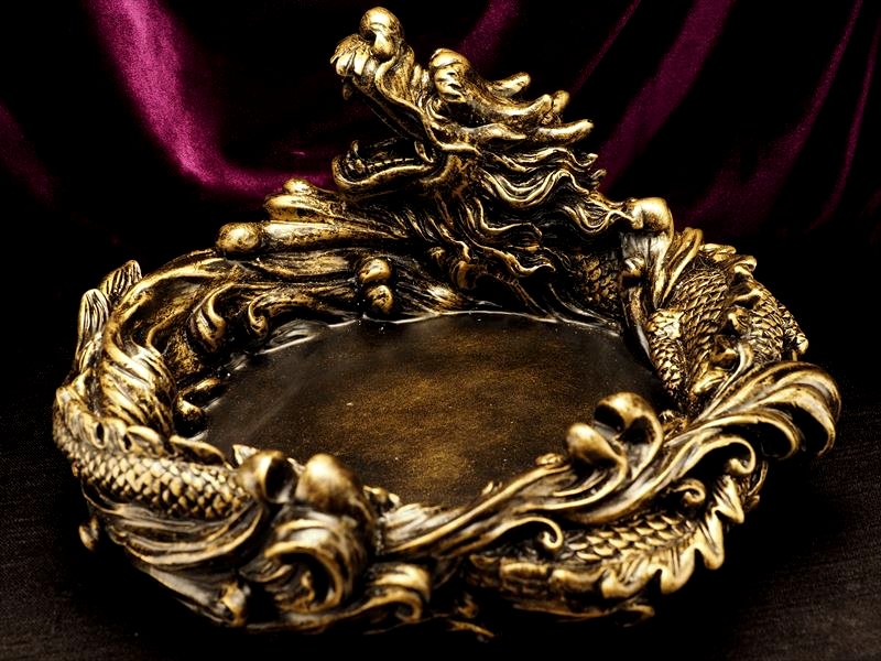 金龍(ドラゴン)置物 ディスプレイ用品 大吉開運 大きな夢の実現 アンティークゴールド ドラゴン置物 【大サイズ】 高さ 約95mm 最大幅 約195mm プチ...