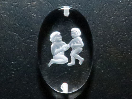 12星座 双子座 水晶素彫りプレート 小判型 (両穴・貫通・ブレスレット用) 【穴あり一粒売りビーズ】 / 天然石、パワーストーンの専門店インペリアルオーラ おしゃれ かわいい オシャレ 可愛い プレゼント ギフト 贈り物