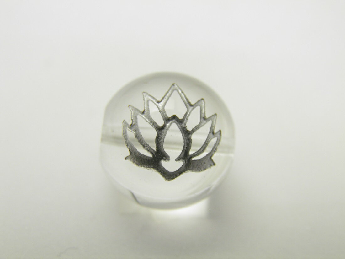 【彫刻ビーズ・彫りビーズ】水晶 12mm 彫刻ビーズ 蓮花 銀彫り 【彫刻 一粒売りビーズ】 天然石 パワーストーン / インペリアルオーラ おしゃれ かわいい オシャレ 可愛い プレゼント ギフト 贈り物