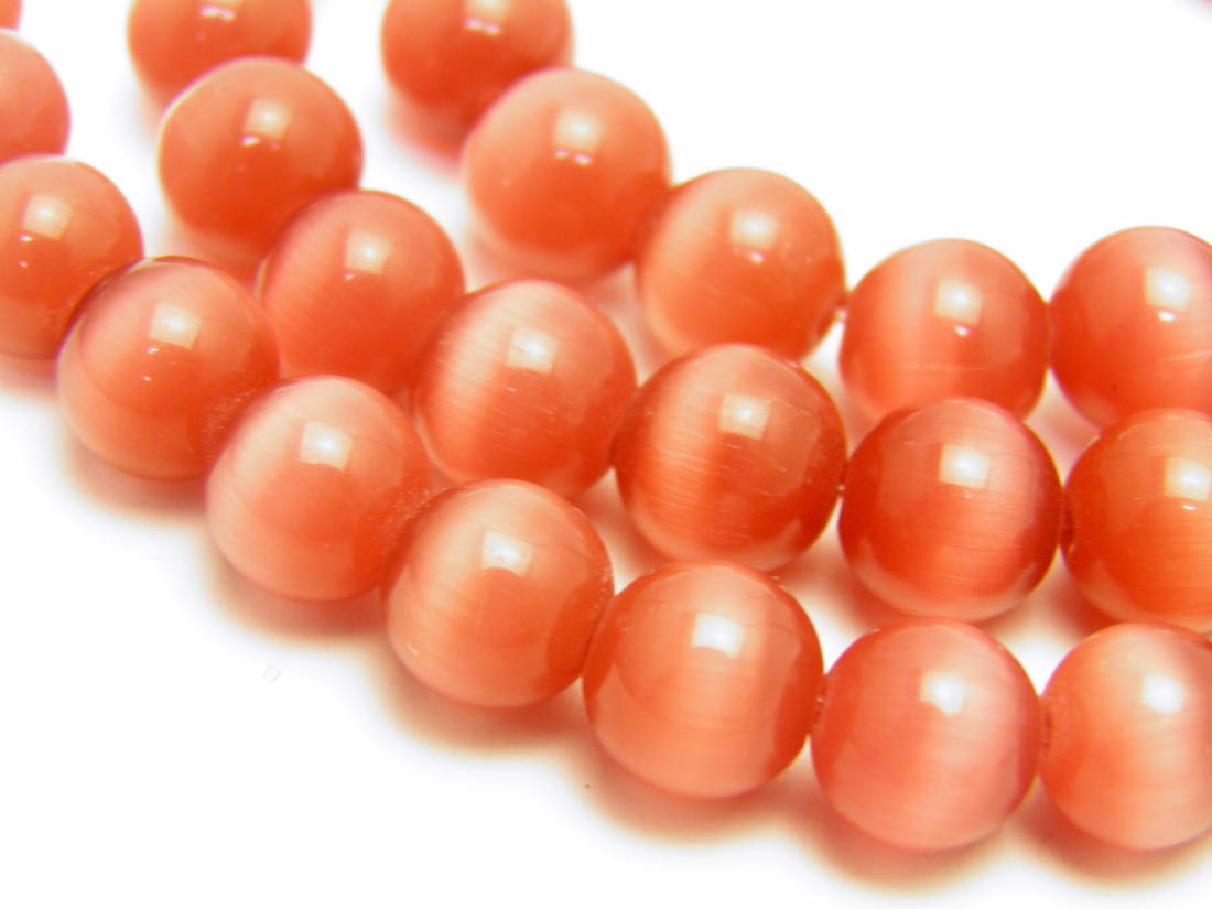 人工キャッツアイ レッド 8mm 一連 / 天然石、パワーストーンの専門店インペリアルオーラ おしゃれ かわいい オシャレ 可愛い プレゼント ギフト 贈り物