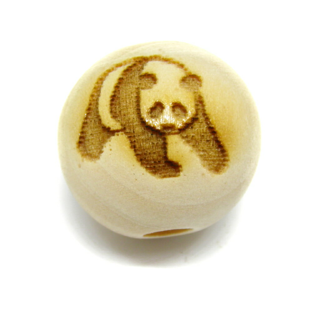 パンダ 栂 ツガ セミラウンド 20mm 縦穴 彫刻ビーズ・彫りビーズ 手作りにオススメ！ 天然石 パワーストーン / インペリアルオーラ おしゃれ かわいい オシャレ 可愛い プレゼント ギフト 贈り物