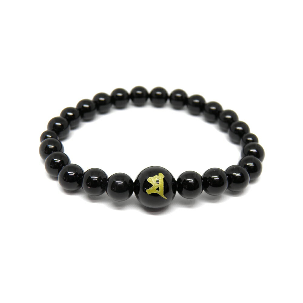 マ・大黒天/孔雀明王 オニキス (金色入り) 梵字玉 12mm ブレスレット 天然石 パワーストーン プチギフト 転勤 退職 お礼 母の日 敬老の日 クリスマス...