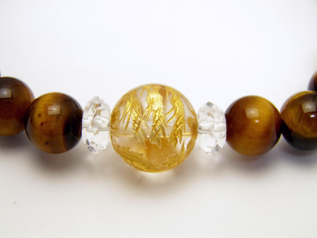 九頭龍 くずりゅう 水晶 (金色入り）12mm タイガーアイ ブレスレット 天然石 パワーストーン / インペリアルオーラ おしゃれ かわいい オシャレ 可愛い プレゼント ギフト 贈り物