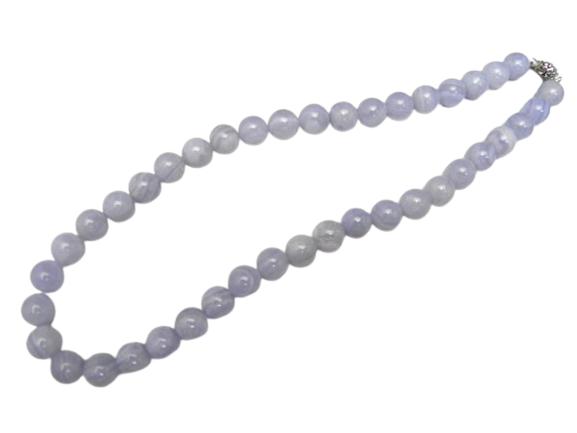 ブルーレースメノウ 10mm ネックレス クラスプ差込タイプ 天然石 風水 パ...