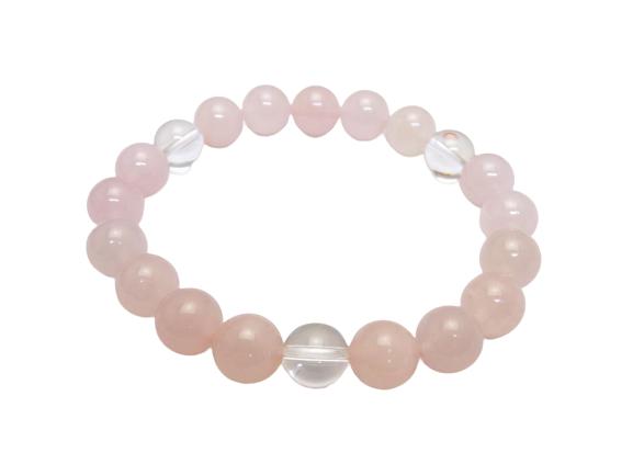 【10mm_Simple_3´sブレスレット】 10mm ローズクォーツ 水晶3ポイント 風水 パワーストーン / インペリアルオーラ おしゃれ かわいい オシ...