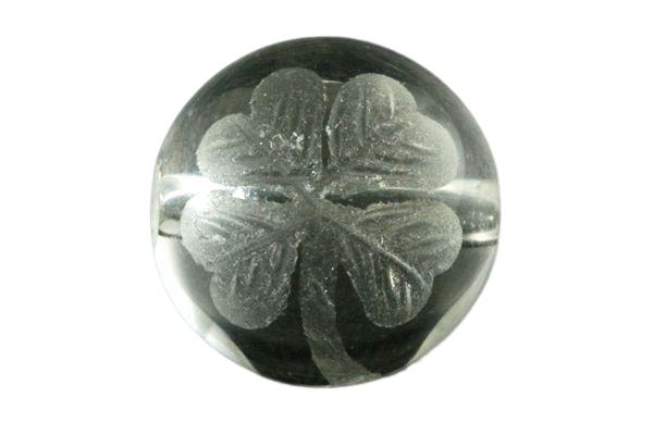 四つ葉のクローバー 水晶12mm 素彫り クローバー 【彫刻 一粒売りビーズ】 天然石 パワーストーン / インペリアルオーラ おしゃれ かわいい オシャレ 可...