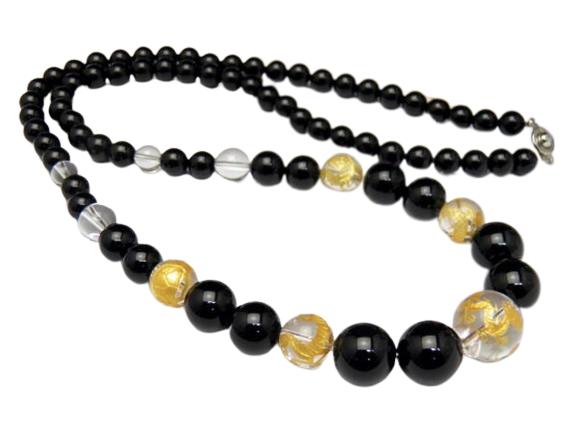 Imperialartsシリーズ 金銀彫り龍・鳳凰16mm&四神獣12mm 水晶&オニキス大玉デザインネックレス 天然石 パワーストーン プチギフト 転勤 退職...