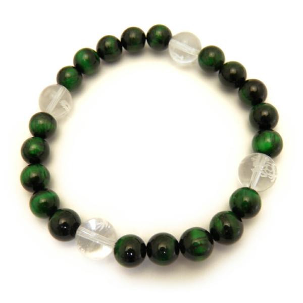 天然石 四神獣ブレスレット グリーンタイガーアイ&四神獣 水晶 パワーストーン 四神相応数珠ブレスレット バラ売り メンズ プチギフト 転勤 退職 お礼 母の日...