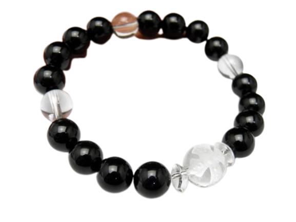 天然石 水晶 クロス彫り 12mm ワンポイント オニキス ブレスレット 風水 パワーストーン プチギフト 転勤 退職 お礼 母の日 敬老の日 クリスマス ギフ...