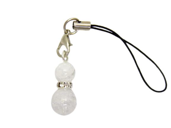 ひょうたんストラップ M クラック水晶 パワーストーンストラップ ひょうたん携帯ストラップ ひょうたんスマホピアス 瓢箪 ひょうたんイヤホンジャック パワースト...