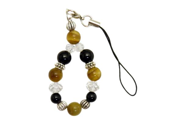 オニキス&タイガーアイのストラップ ゴールデンタイガーアイ 風水 パワーストーン プチギフト 転勤 退職 お礼 母の日 敬老の日 クリスマス ギフト / インペ...