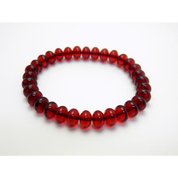 4A ルビーレッドアンバー【天然琥珀バルト海産】 ボタン型 ブレスレット 幅約8-8.5mm珠前後 パワーストーン / インペリアルオーラ おしゃれ かわいい ...