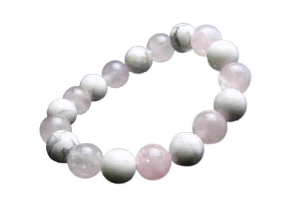 【10mm_Simple_Combiブレスレット】 ローズクォーツ&ホワイトハウライトブレスレット 10mm 天然石 パワーストーン / インペリアルオーラ お...