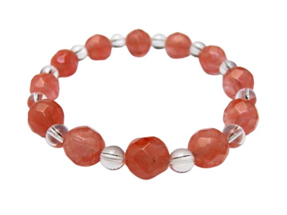 【10mm_Simple_Combiブレスレット】 チェリークォーツ&水晶 天然石 パワーストーン プチギフト 転勤 退職 お礼 母の日 敬老の日 クリスマス ...