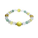 イエロージェードワンポイント フロスト水晶&アベンチュリン&アクアオーラ&シトリン 天然石 風水 パワーストーン / インペリアルオーラ おしゃれ かわいい オ...