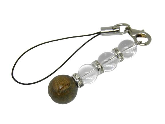 【梵字 ストラップ】 ハラ・隨求菩薩 12mm 檀香樹 水晶 8mm ストラップ / 天然石、パワーストーンの専門店インペリアルオーラ おしゃれ かわいい オシャレ 可愛い プレゼント ギフト 贈り物 彫刻ビーズ 彫りビーズ