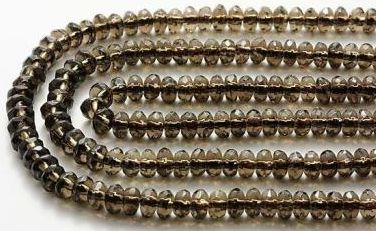 スモーキークォーツ ボタンカット型 3×6mm 一連 風水 パワーストーン / イ...