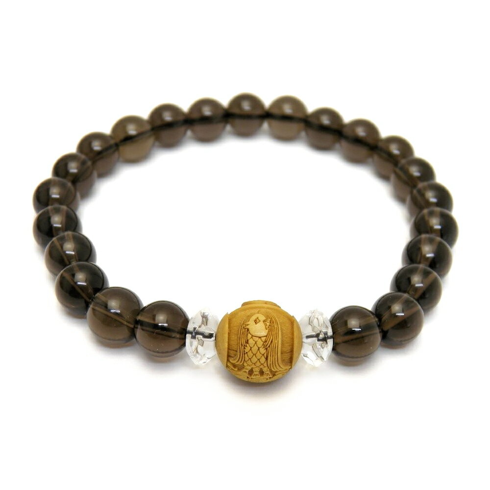 【浮彫】アマビエ 柘植玉 12mm スモーキークォーツ ブレスレット 天然石 パワーストーン お試し ポイント消化 プチギフト 転勤 退職 お礼 母の日 父の日...