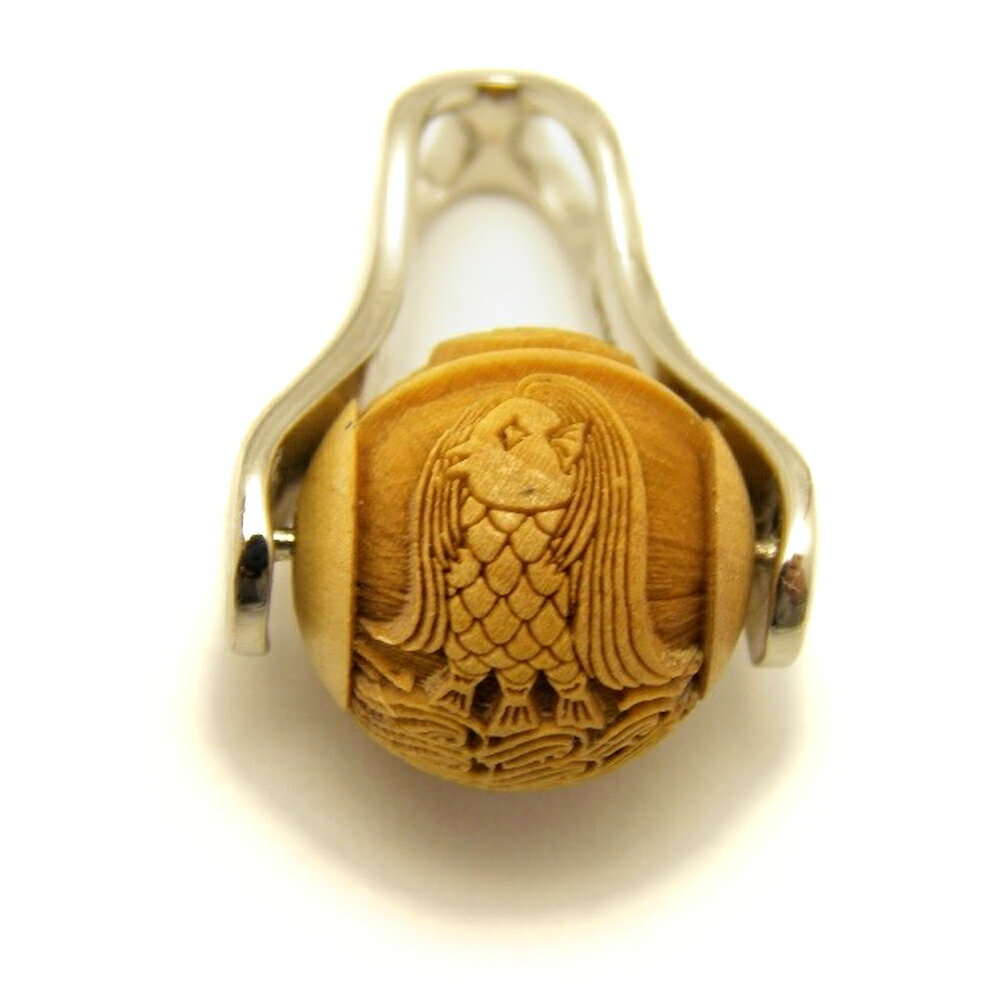 ペンダントトップ アマビエ 柘植玉 12mm お試し ポイント消化 プチギフト 転勤 退職 お礼 母の日 父の日 敬老の日 クリスマス ギフト / 天然石、パワ...