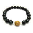 【浮彫】アマビエ 柘植玉 12mm グリーンタイガーアイ オニキス ブレスレット 天然石 パワーストーン お試し ポイント消化 プチギフト 転勤 退職 お礼 母...