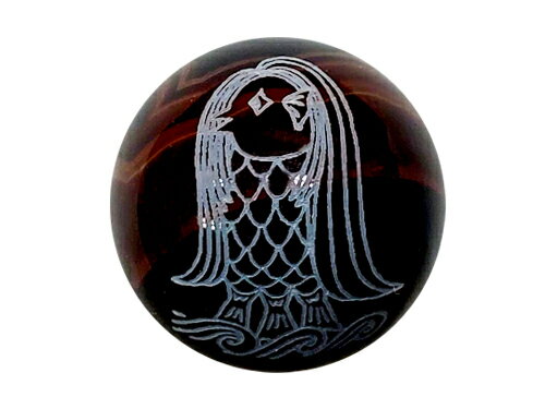 アマビエ 横穴 アマビエ サードオニキス 黒系 素彫り 12mm 【穴あり一粒売りビーズ】パワーストーン / ..