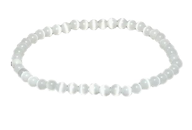 【ENDLESS_4mmブレスレット】 人工キャッツアイ4mmブレスレット ホワイト / 天然石、パワーストーンの専門店インペリアルオーラ おしゃれ かわいい ...