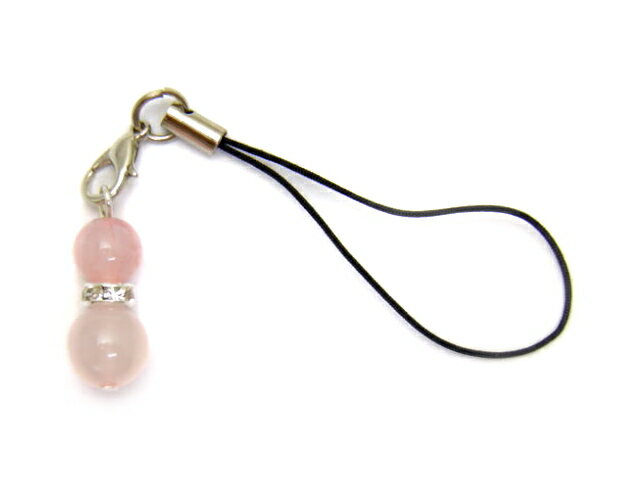 ひょうたんストラップ M ローズクォーツ パワーストーンストラップ ひょうたん携帯ストラップ ひょうたんスマホピアス 瓢箪 ひょうたんイヤホンジャック パワース...
