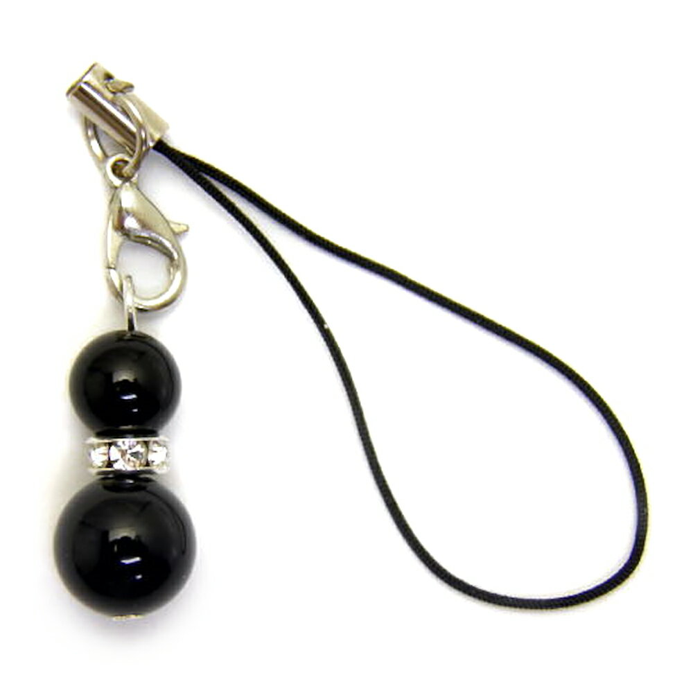 ひょうたんストラップ M オニキス パワーストーンストラップ ひょうたん携帯ストラップ ひょうたんスマホピアス 瓢箪 ひょうたんイヤホンジャック パワーストーン...