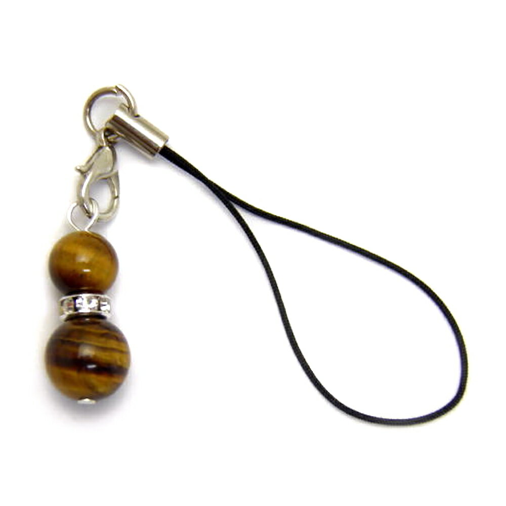ひょうたんストラップ M タイガーアイ パワーストーンストラップ ひょうたん携帯ストラップ ひょうたんスマホピアス 瓢箪 ひょうたんイヤホンジャック パワースト...