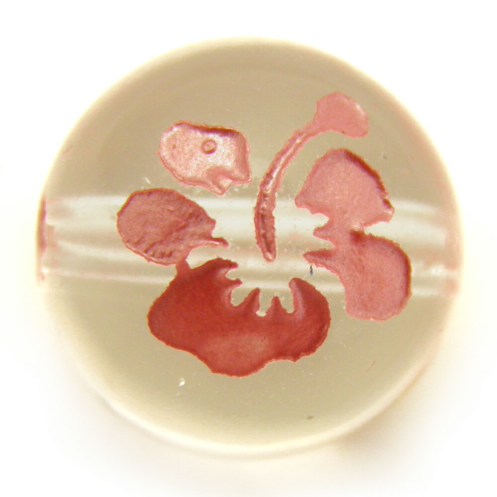 ハイビスカス 水晶 彫刻ビーズ（ピンク彫り）10mm 【彫刻 一粒売りビーズ】 ブラジル産 天然石 風水 パワーストーン / インペリアルオーラ おしゃれ かわいい オシャレ 可愛い プレゼント ギフト 贈り物 彫刻ビーズ 彫りビーズ