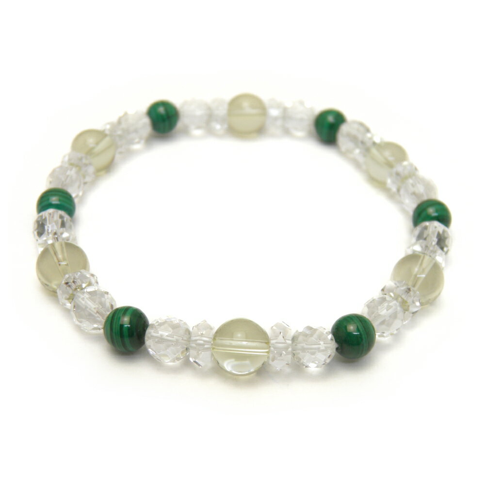【8mm_Simple_6´sブレスレット】 レモンクォーツ＆マラカイト 天然石 パワーストーン / インペリアルオーラ おしゃれ かわいい オシャレ 可愛い プレゼント ギフト 贈り物