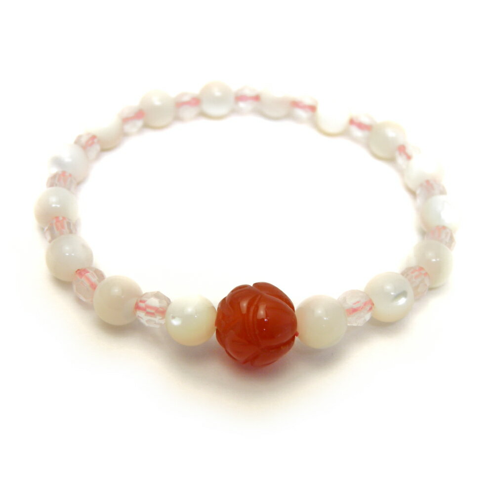 パワーストーン 子供用(キッズ)ブレス レッドメノウの蓮花ブレスレットキッズ用/厄除け祈願 お守りに / インペリアルオーラ おしゃれ かわいい オシャレ 可愛...