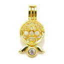 かごペンダントトップ オーナメント 8mm玉サイズ 人工石 丸玉用 ゴールド 1個売り アロマペンダント アロマペンダントトップ アロマ ペンダント / 天然石...