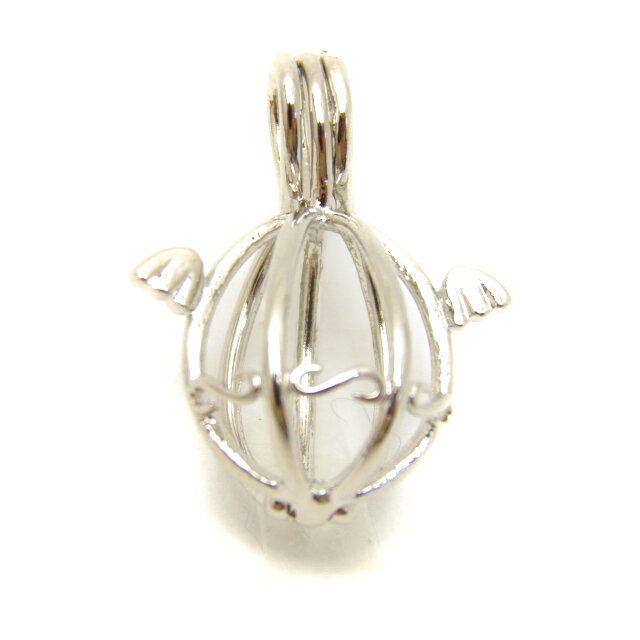 かごペンダントトップ 天使の羽 シルバーカラー 8mm丸玉用 1個売り アロマペンダント アロマペンダントトップ アロマ ペンダント パワーストーン / インペ...