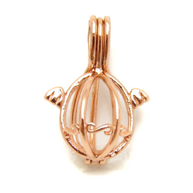 かごペンダントトップ 天使の羽 ローズゴールド 10mm丸玉用 1個売り アロマペンダント アロマペンダントトップ アロマ ペンダント パワーストーン / イン...