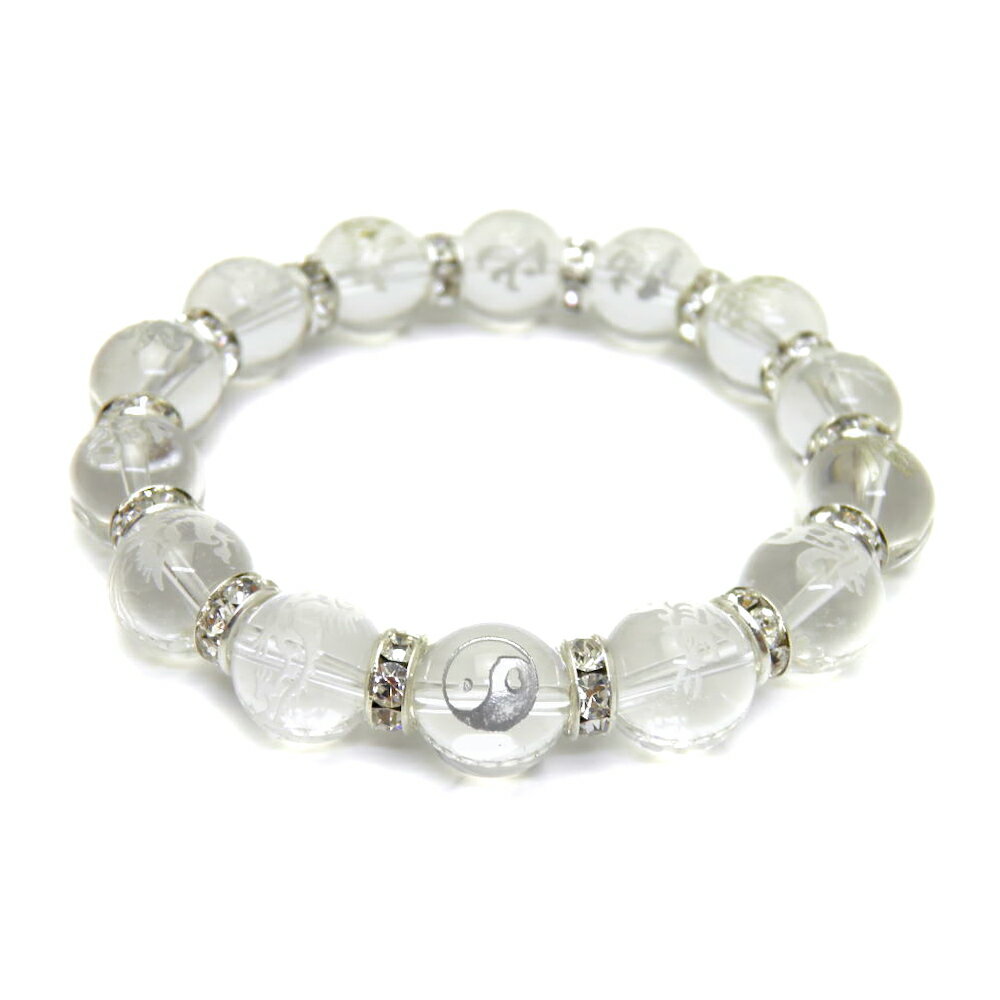 銀彫水晶 九字護身数珠「陰陽太極図」水晶「四神獣」最強護身ブレスレット 天然石 パワーストーン プチギフト 転勤 退職 お礼 母の日 敬老の日 クリスマス ギフ...