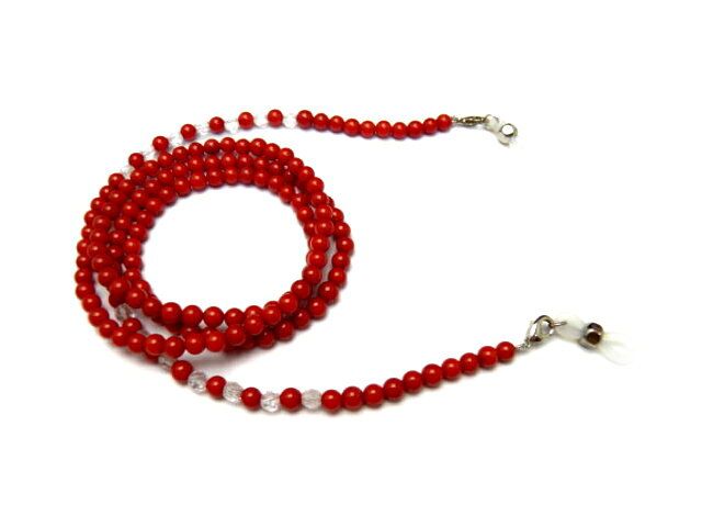 天然石 メガネチェーン 眼鏡 アクセサリー チェーン 眼鏡チェーン レディース おしゃれ かわいい 赤珊瑚 コーラル 4mm玉 パワーストーン アクセサリー ジュエリー 母の日 敬老の日 彼女 誕生日 女性用 バースデー プレゼント ギフト 眼鏡ストラップ