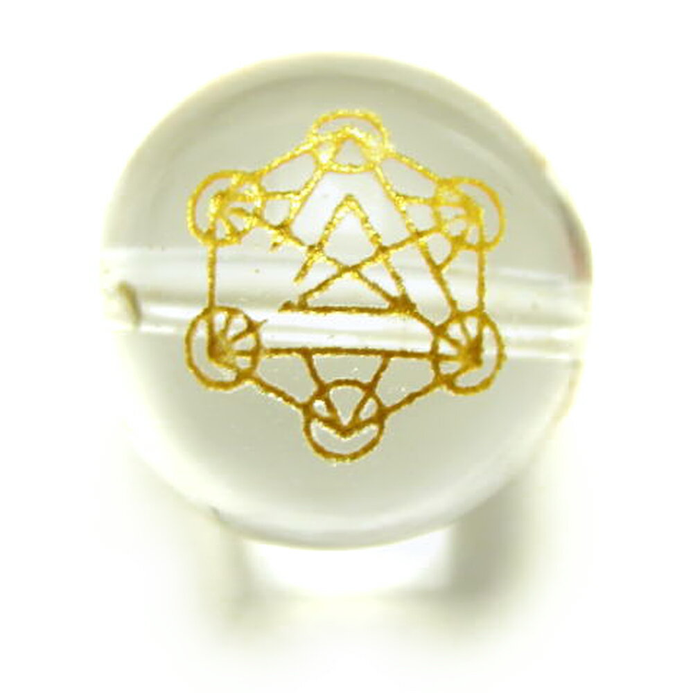 神聖幾何学模様 メタトロンキューブ 水晶(金彫り) 12mm