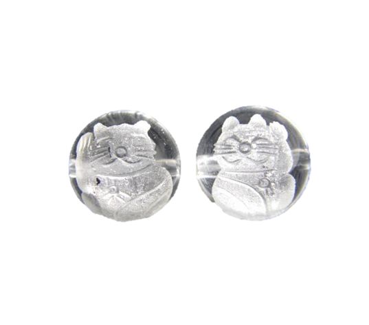 招き猫 右手招き 左手招き 12mm玉ビーズ 【穴あり一粒売りビーズ】 / 天然石、パワーストーンの専門店インペリアルオーラ おしゃれ かわいい オシャレ 可愛...