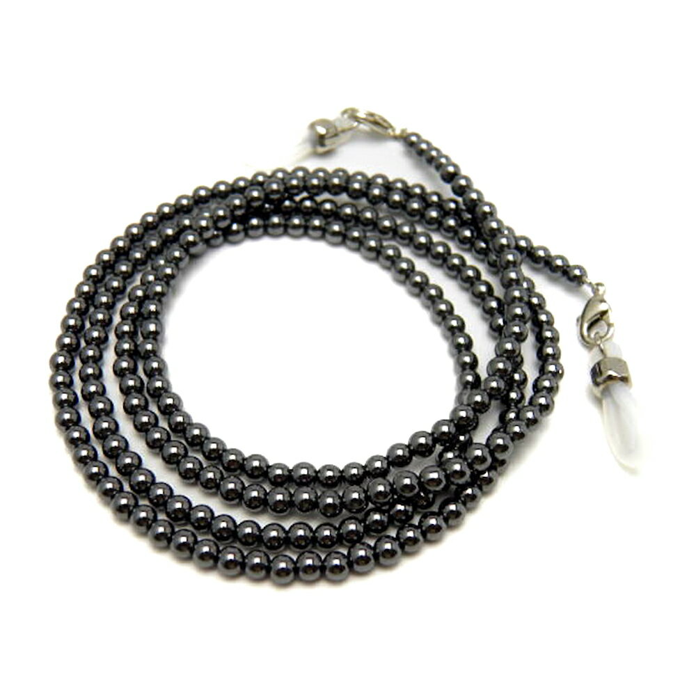 天然石 ヘマタイト 3mm玉(銀) 丸玉 メガネチェーン 置き忘れ防止 めがねホルダー メガネストラップ 眼鏡コード 父の日 母の日 敬老の日ギフト / インペ...