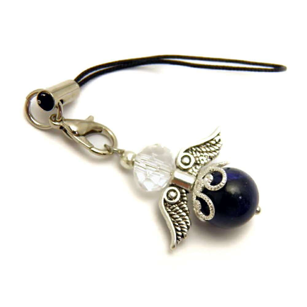 大玉10mm 天使のストラップ ブルータイガーアイ 風水 パワーストーン プチギフト 転勤 退職 お礼 母の日 敬老の日 クリスマス ギフト / インペリアルオ...